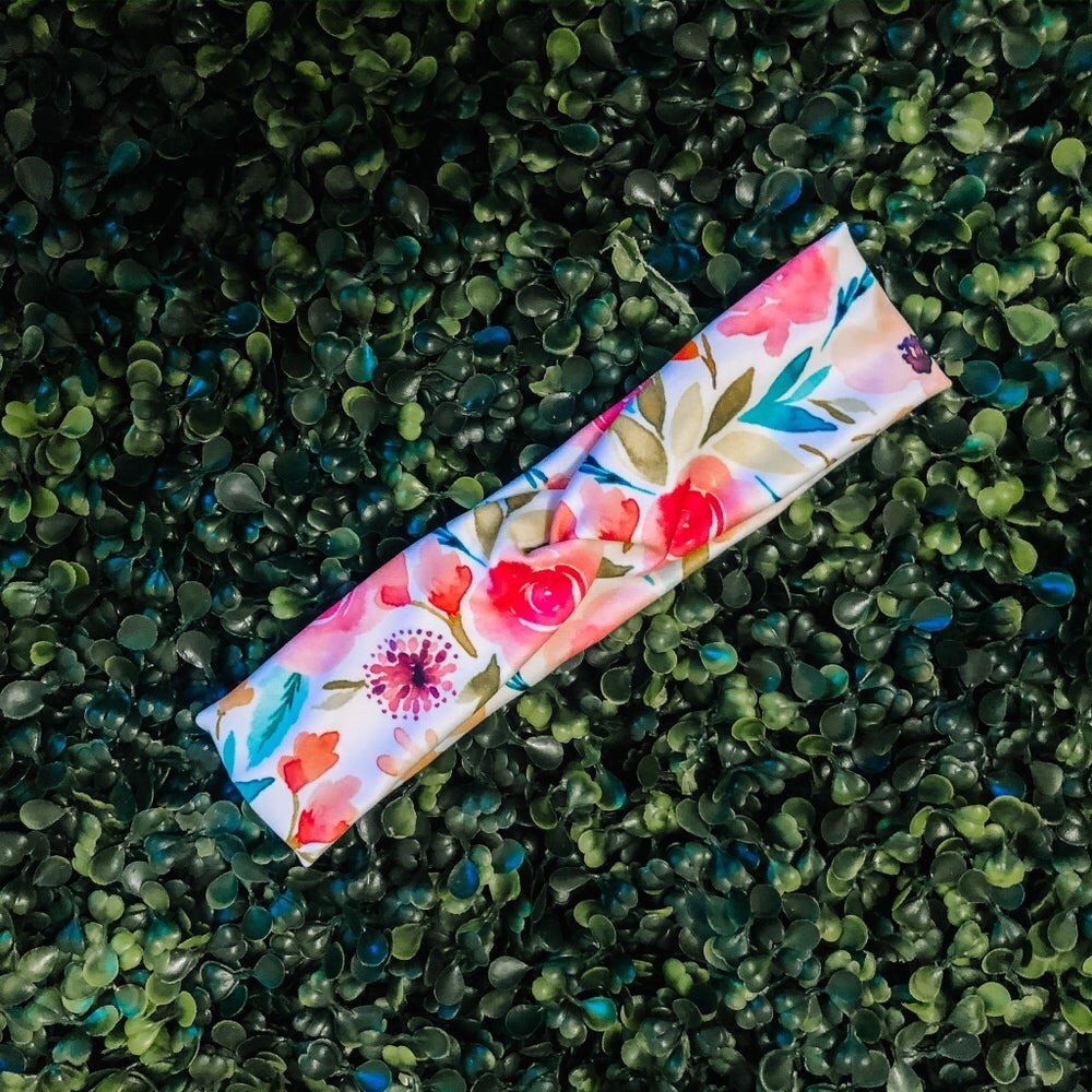 watercolor floral headband